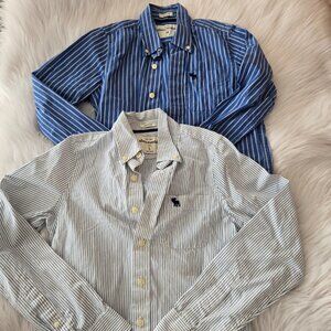 ABERCROMBIE Kids Muscle Bundle of 2 Boy Dress Shirts Size M Size L